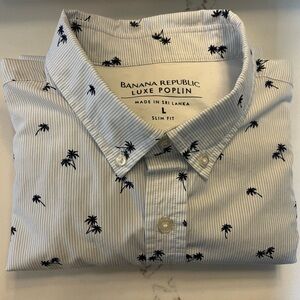 Banana Republic Luxe Poplin Shirt with Black Palm Print